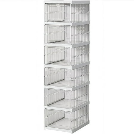 Tlcekvec Large Shoe Storage Box, Folding Items Organizer With Clear Door