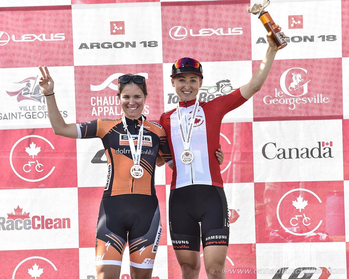 Karol-Ann Canuel and Leah Kirchmann on the podium