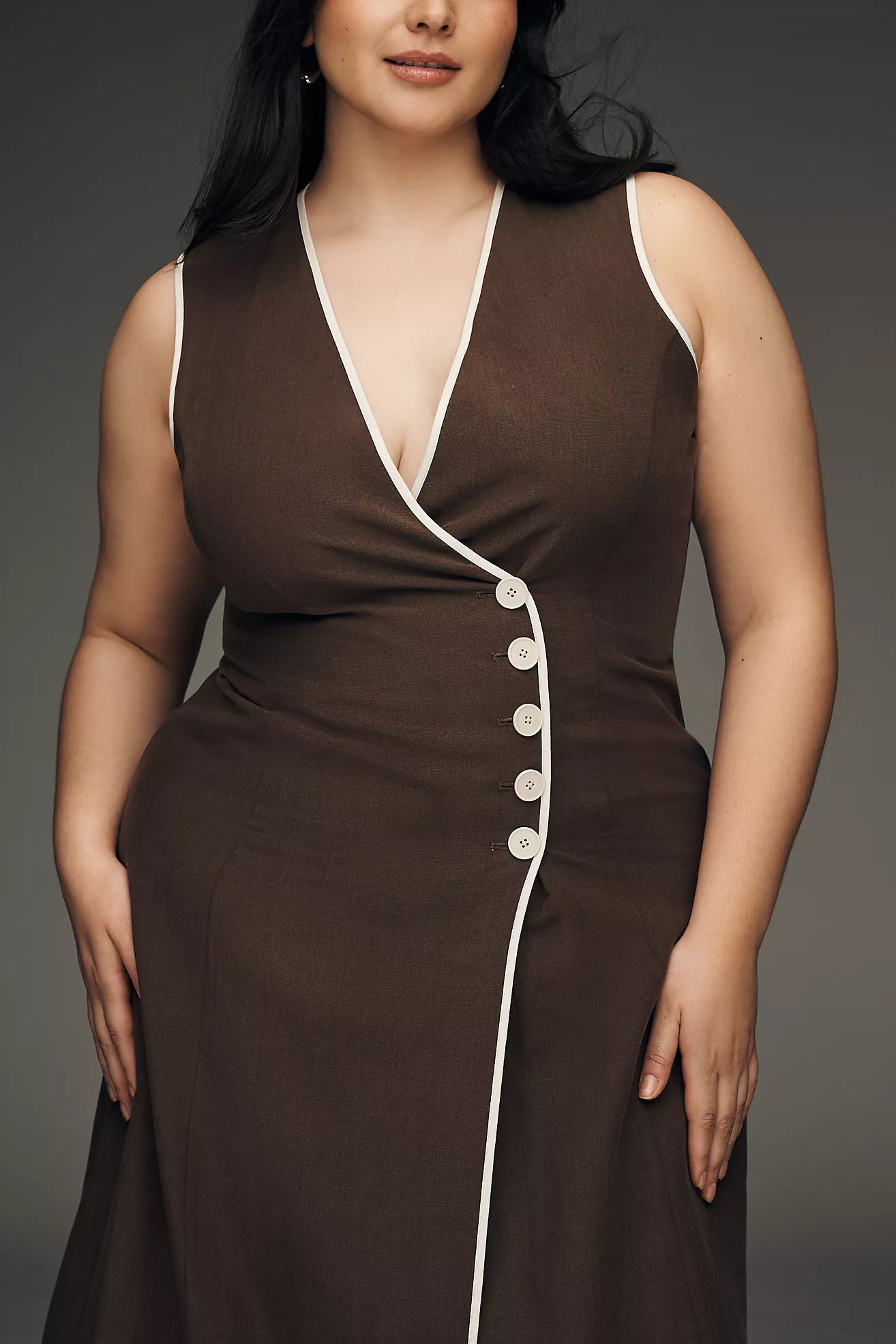 Mare Mare Asymmetric Button Midi Dress