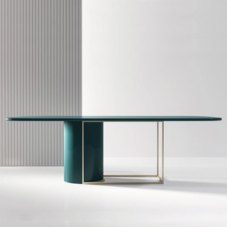 Modern teal dining table.