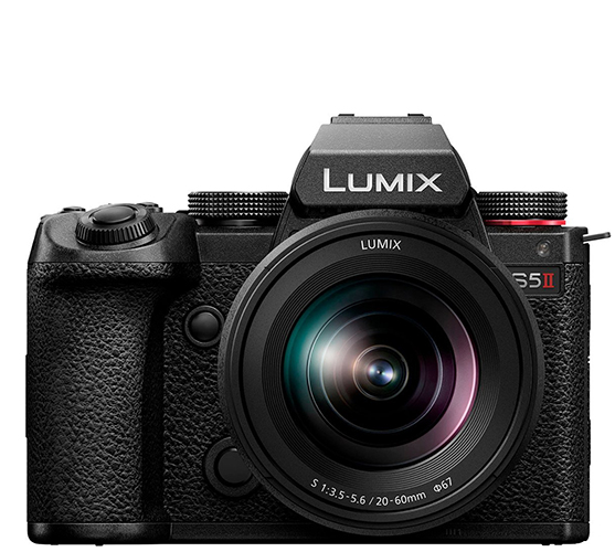 The Panasonic Lumix S5IIX on a white background