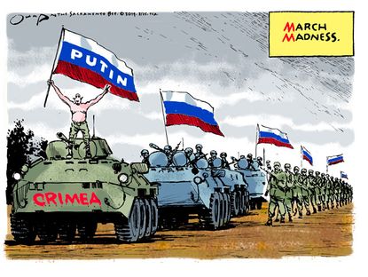 Political cartoon March Madness Putin