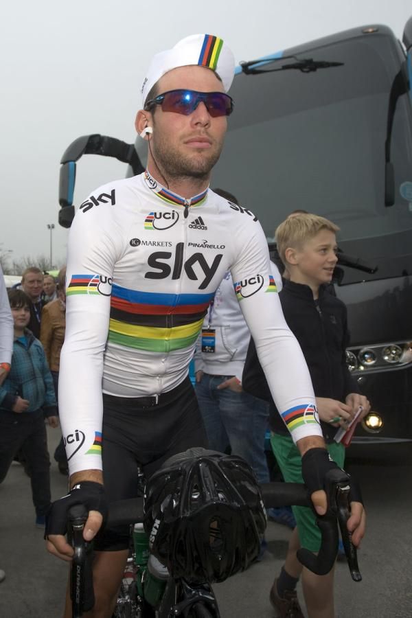 World Champion Mark Cavendish (Team Sky) at the start
