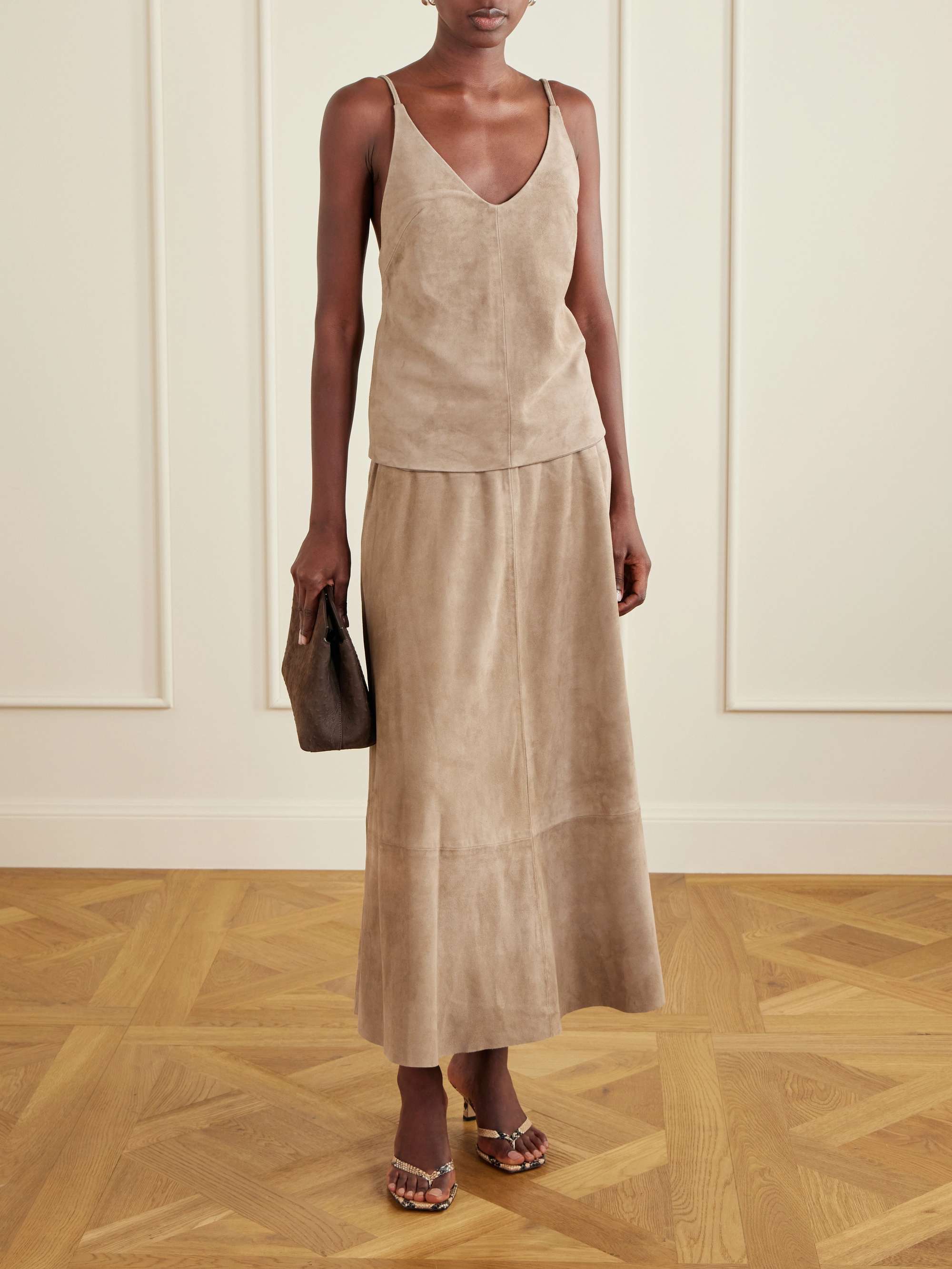 Tie-Detailed Suede Top