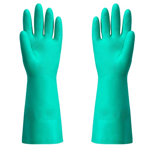Thxtoms Chemical Resistant Nitrile Gloves, Resist Household Acid, Alkali, Solvent and Oil, Latex Rubber Free, 1 Pair Medium