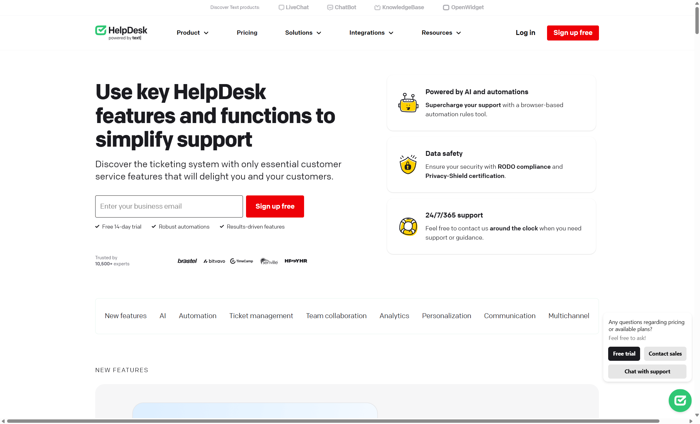 HelpDesk features