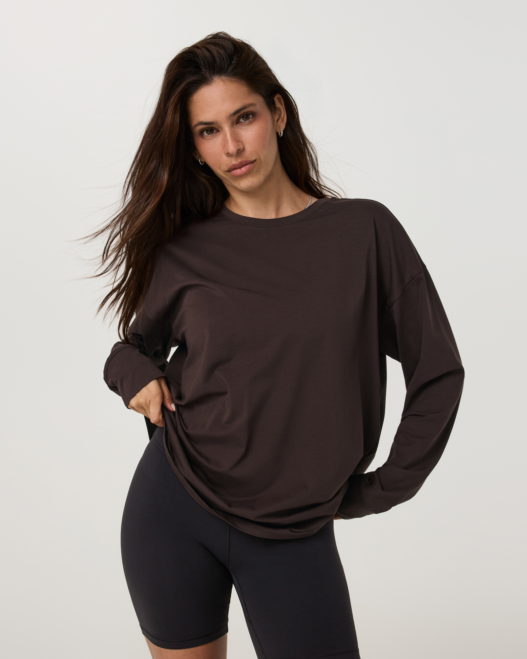Long Sleeve Feather Tee - French Roast - Xxs