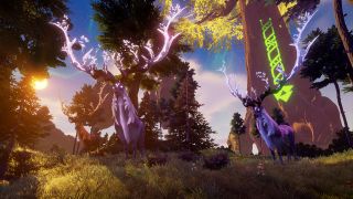 A herd of ethereal deer stand before a mystical tree in Rend.