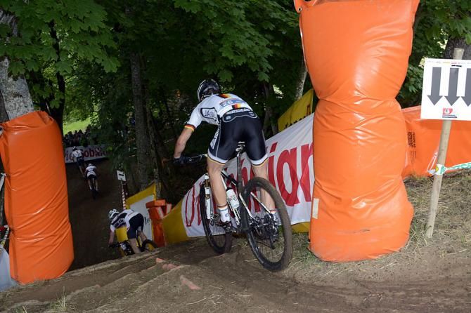 A U23 rider goes downhill
