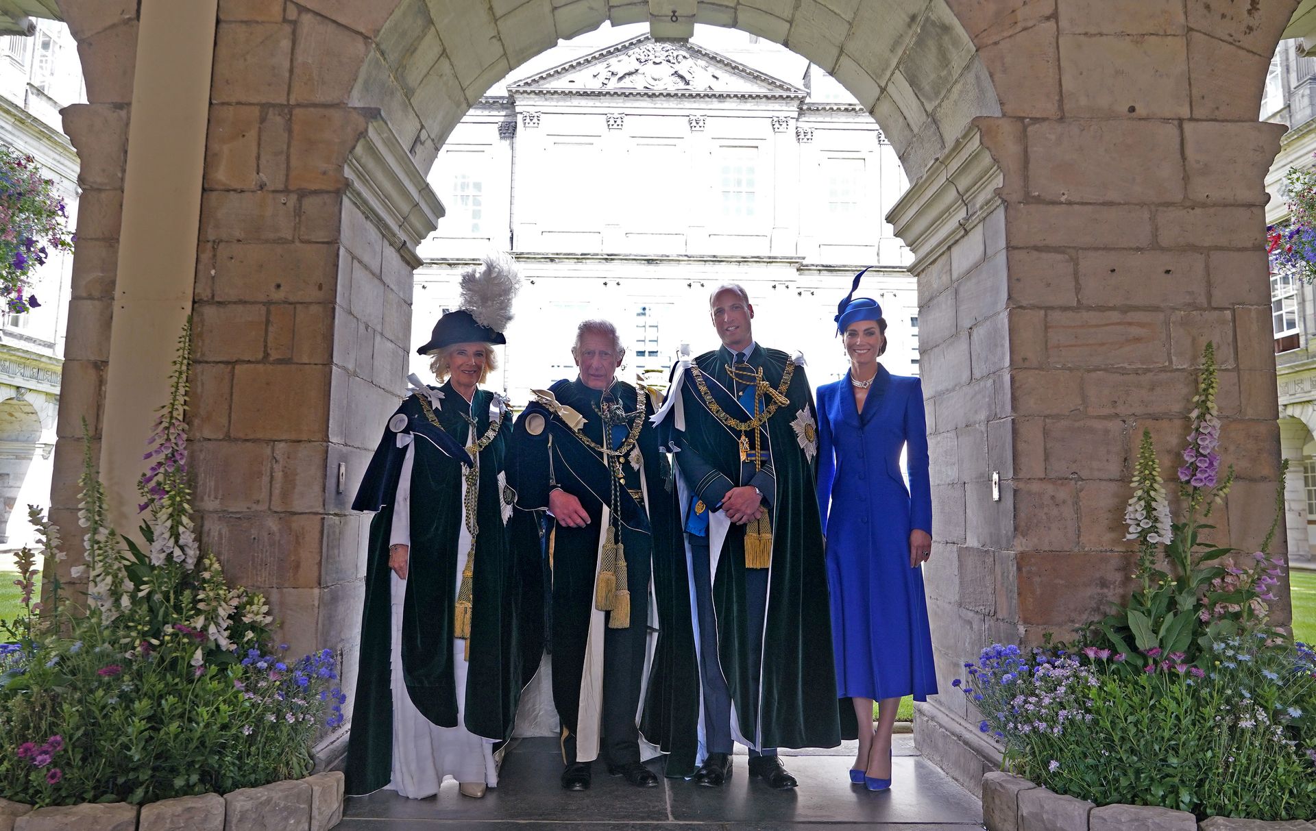 King Charles, Queen Camilla, and the Prince and Princess of Wales at the Scottish Coronation