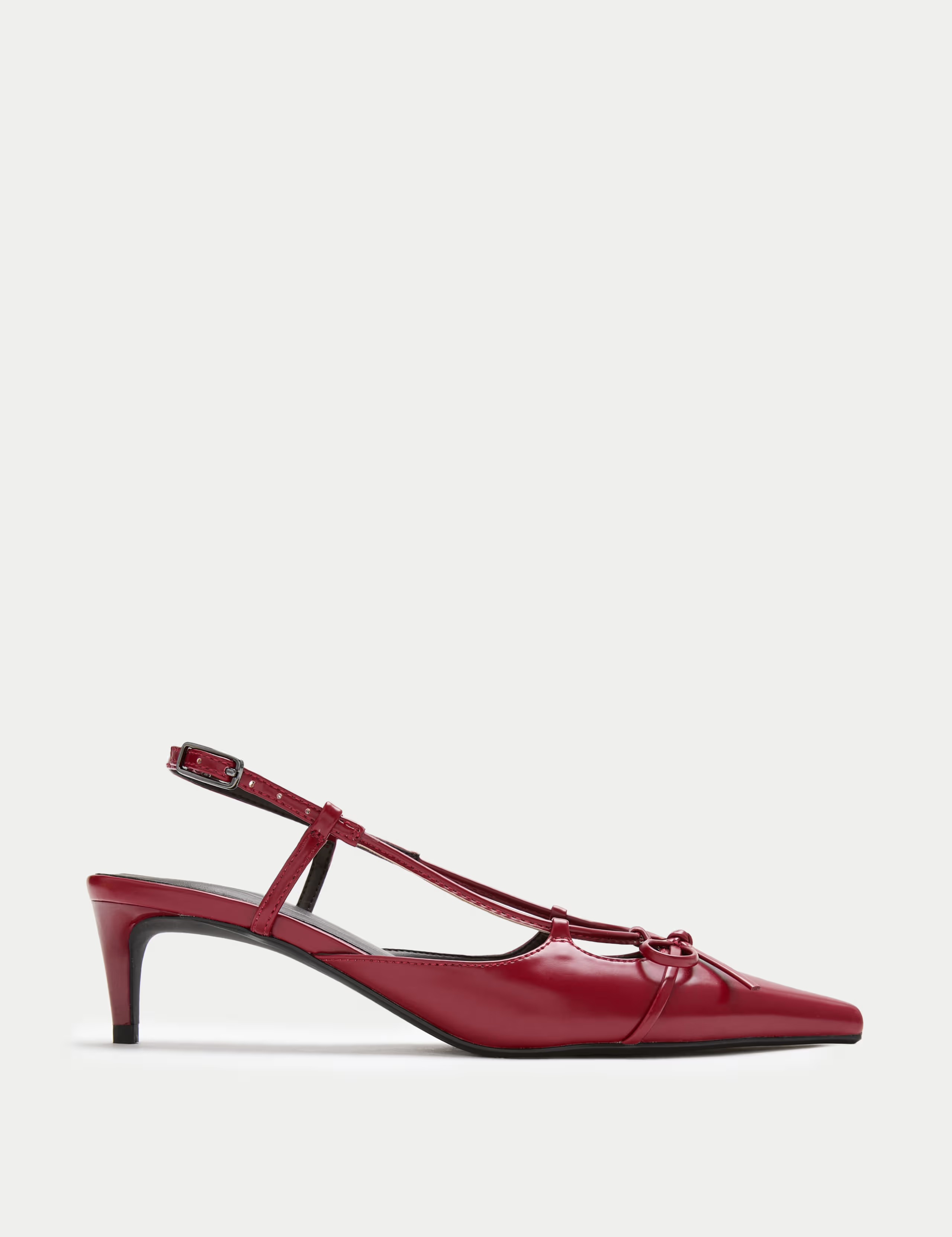 Bow Kitten Heel Pointed Slingback Shoes