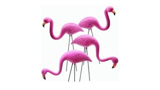 GiftExpress set of 4 small pink flamingo