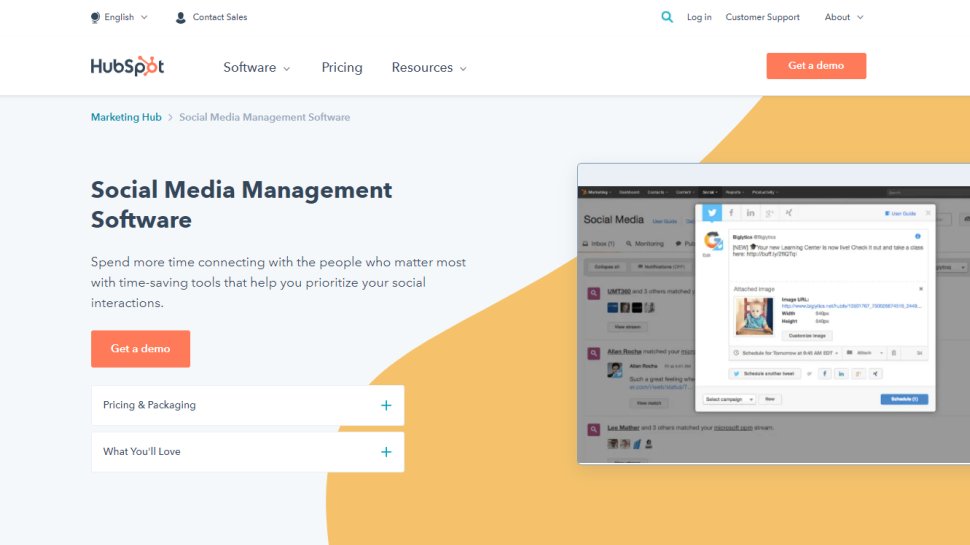 Website screenshot for Hubspot Social Media Software