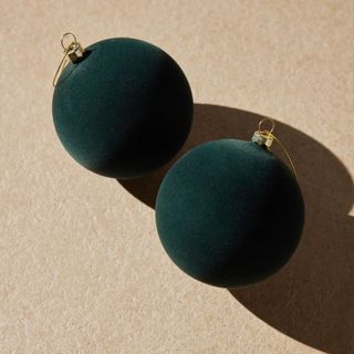 set of two green baubles