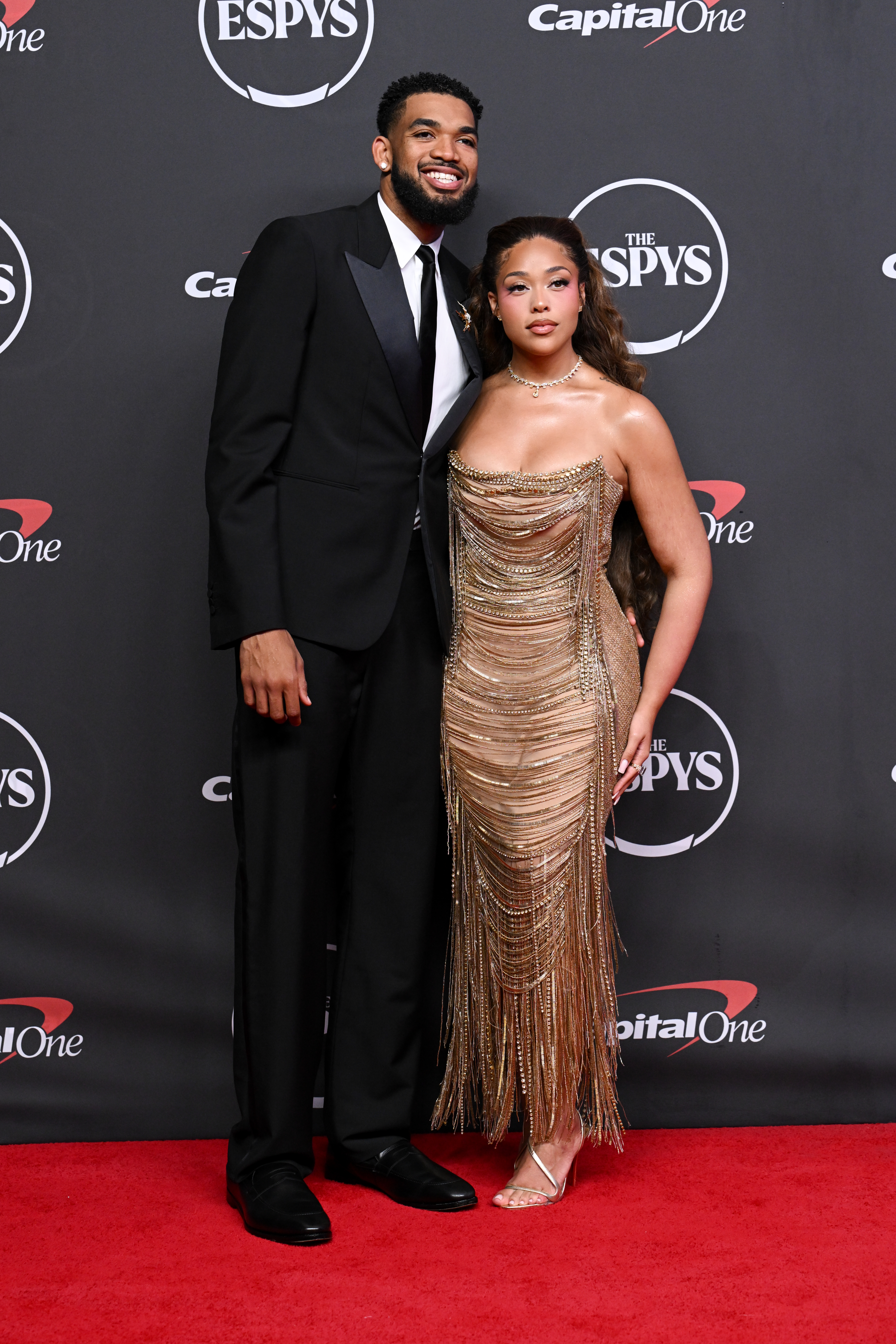 Jordyn Woods posed in her 2026 ESPY Awards red carpet look