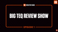 A black logo screen for the Creative Bloq Big Teq Review Show, with the title in white letters inside an orange rectangle on a black background