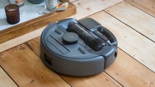 Eufy E20 robot vacuum on wooden floor