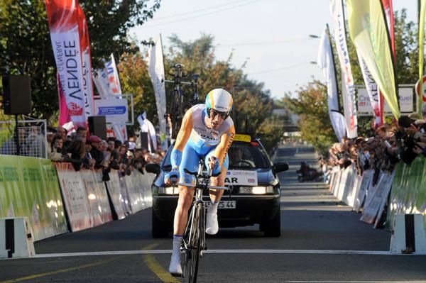 David Millar (Garmin - Transitions) crosses the finish line at the Chrono des Nations.