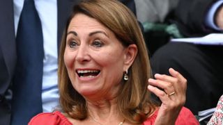 Carole Middleton attends day 11 of the Wimbledon Tennis Championships at the All England Lawn Tennis and Croquet Club on July 09, 2021 in London.