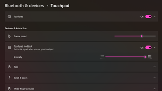 Haptic Touchpad settings in Windows 11