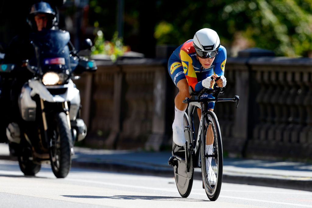 LEUVEN BELGIUM SEPTEMBER 07 Elisa Balsamo of Italy and Team LidlTrek sprints during the 25th Simac Ladies Tour 2023 Stage 2 a 71km individual time trial from Leuven to Leuven UCIWWT on September 07 2023 in Leuven Belgium Photo by Bas CzerwinskiGetty Images