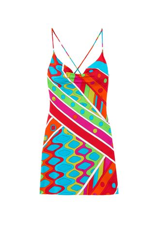 Draped Printed Mini Dress 