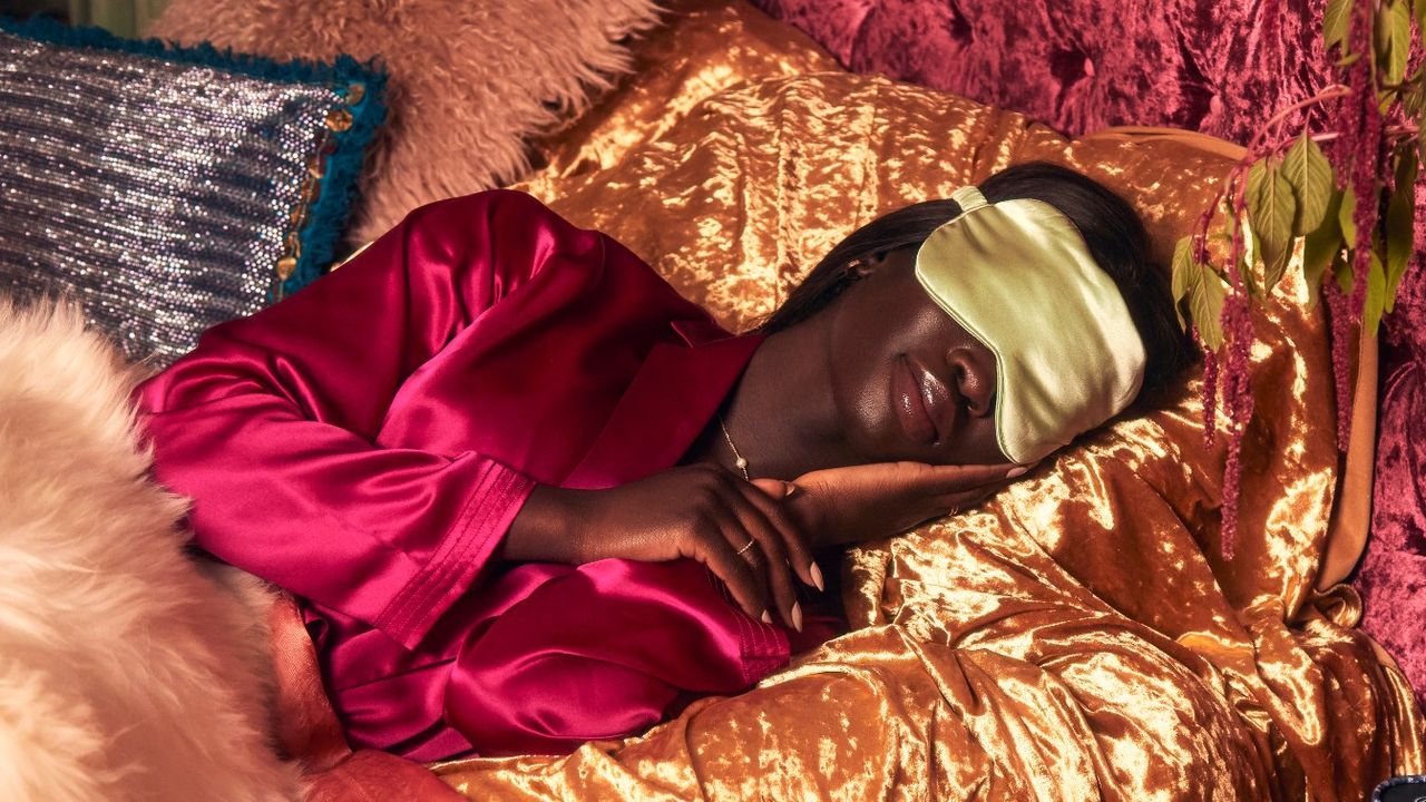 woman sleeping with sleep mask on