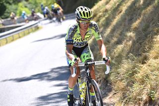 Alberto Contador goes on the attack during stage 17.
