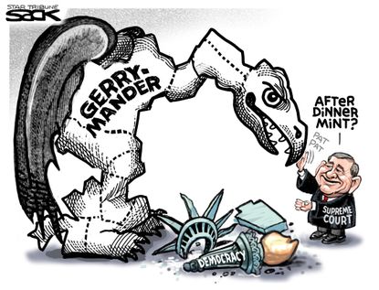 Political Cartoon U.S. Gerrymandering Supreme Court Vultures Democracy