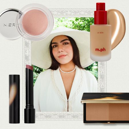 Photos of Who What Wear editor Ana Escalante's bridal glowy makeup.