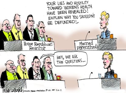Editorial cartoon U.S. Planned Parenthood Hearing