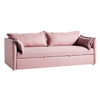 Pink trundle-style sofa bed