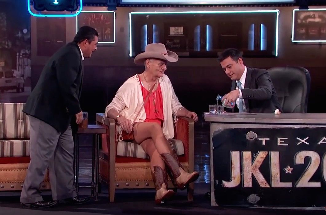 Bill Murray does tequila shots with Jimmy Kimmel