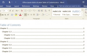 create a table of content for word on mac