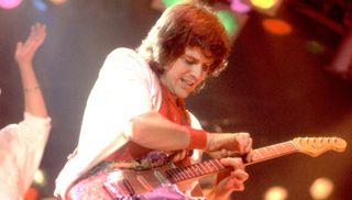 Trevor Rabin performs onstage with Yes in Chicago, Illinois on March 8, 1984