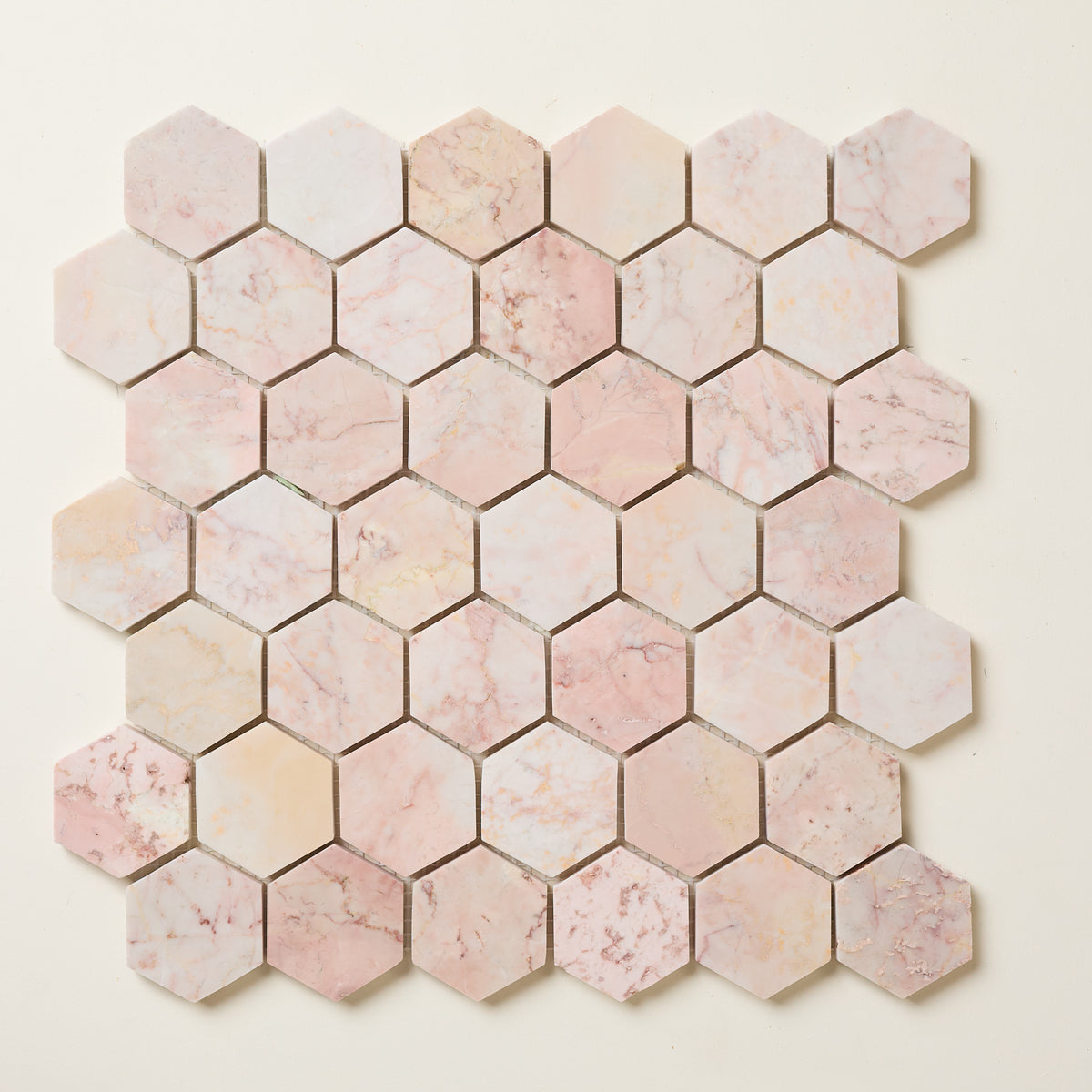 Rose Pink Hexagon Mosaic Marble