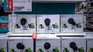 The Xbox Series S on sale in a store.