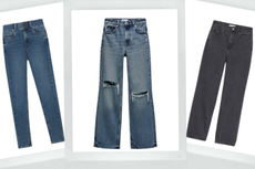 a collage showing the best jeans for women