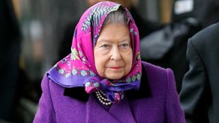Queen Elizabeth II arrives at King's Lynn station to begin her Christmas break at Sandringham House on December 21, 2017