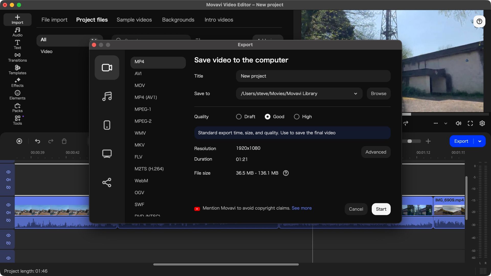 Testing out Movavi Video Editor 27 on a MacBook Pro