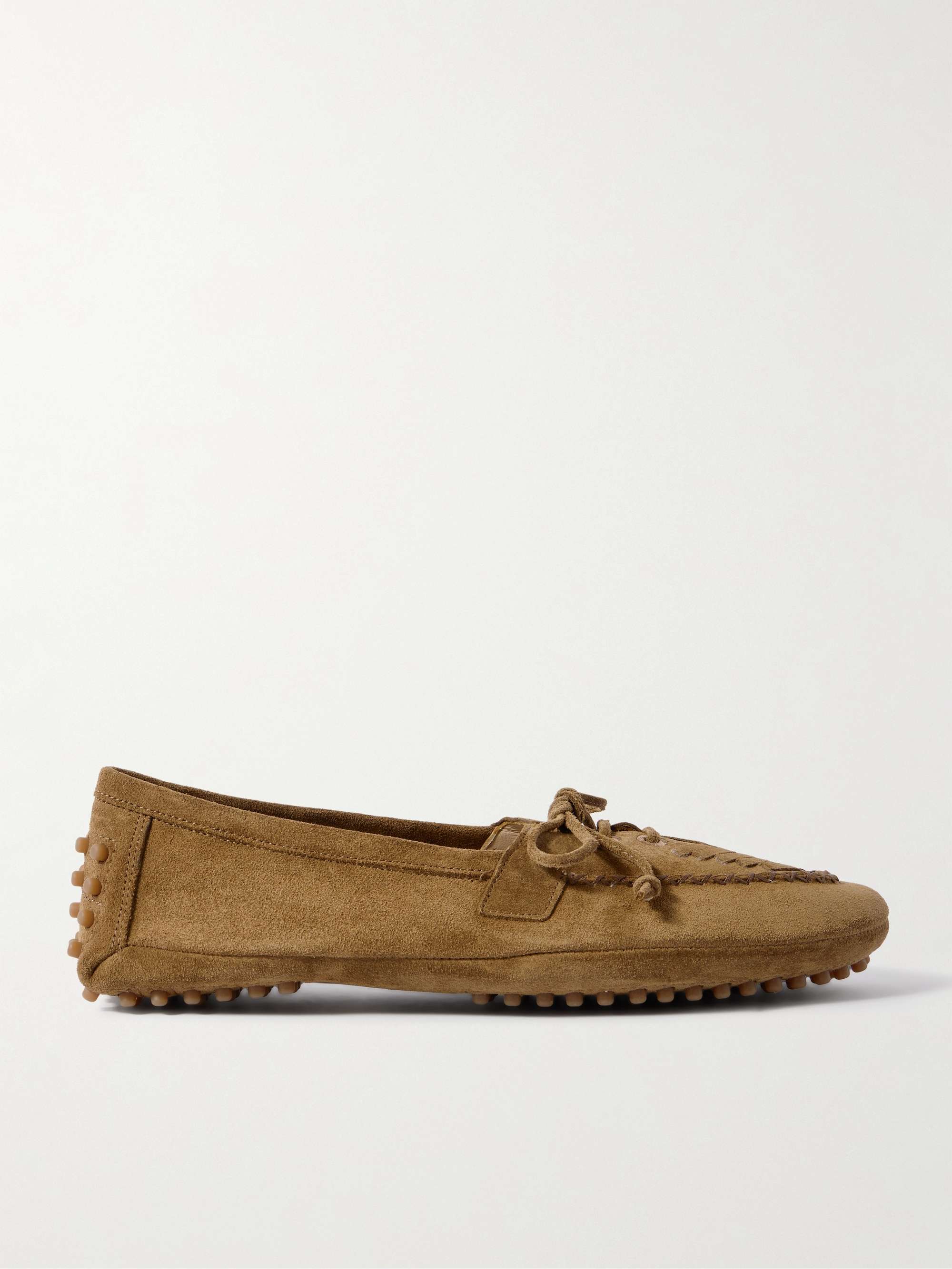 Embroidered Suede Loafers