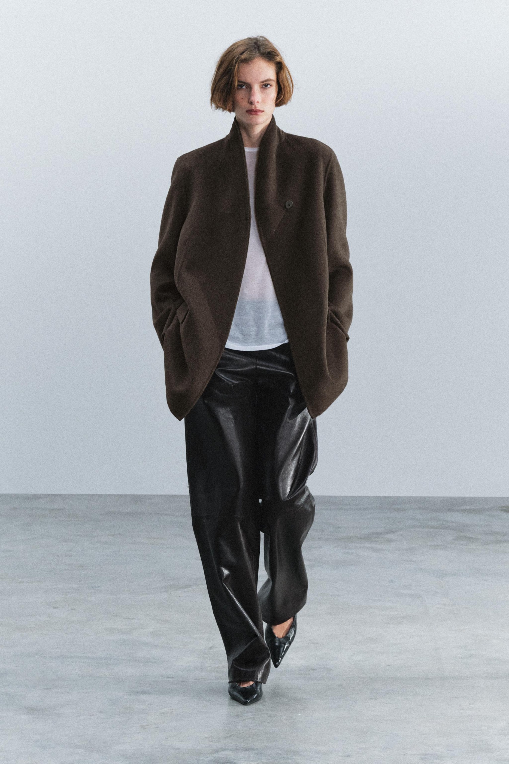 Zw Collection Wool Coat - Brown - Xs