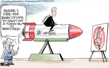 Political Cartoon U.S. Harry Reid Senate Democrats nuclear option Republicans Gorsuch