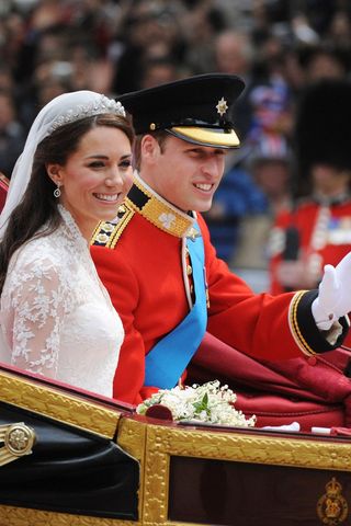 Kate Middleton and Prince William on wedding day.