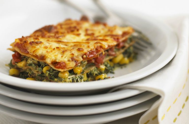Spinach and sweetcorn lasagne