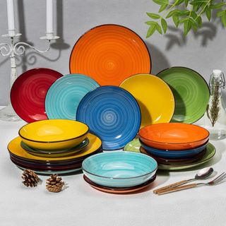 Quintell 18-Piece Handmade Stoneware Dinnerware Set