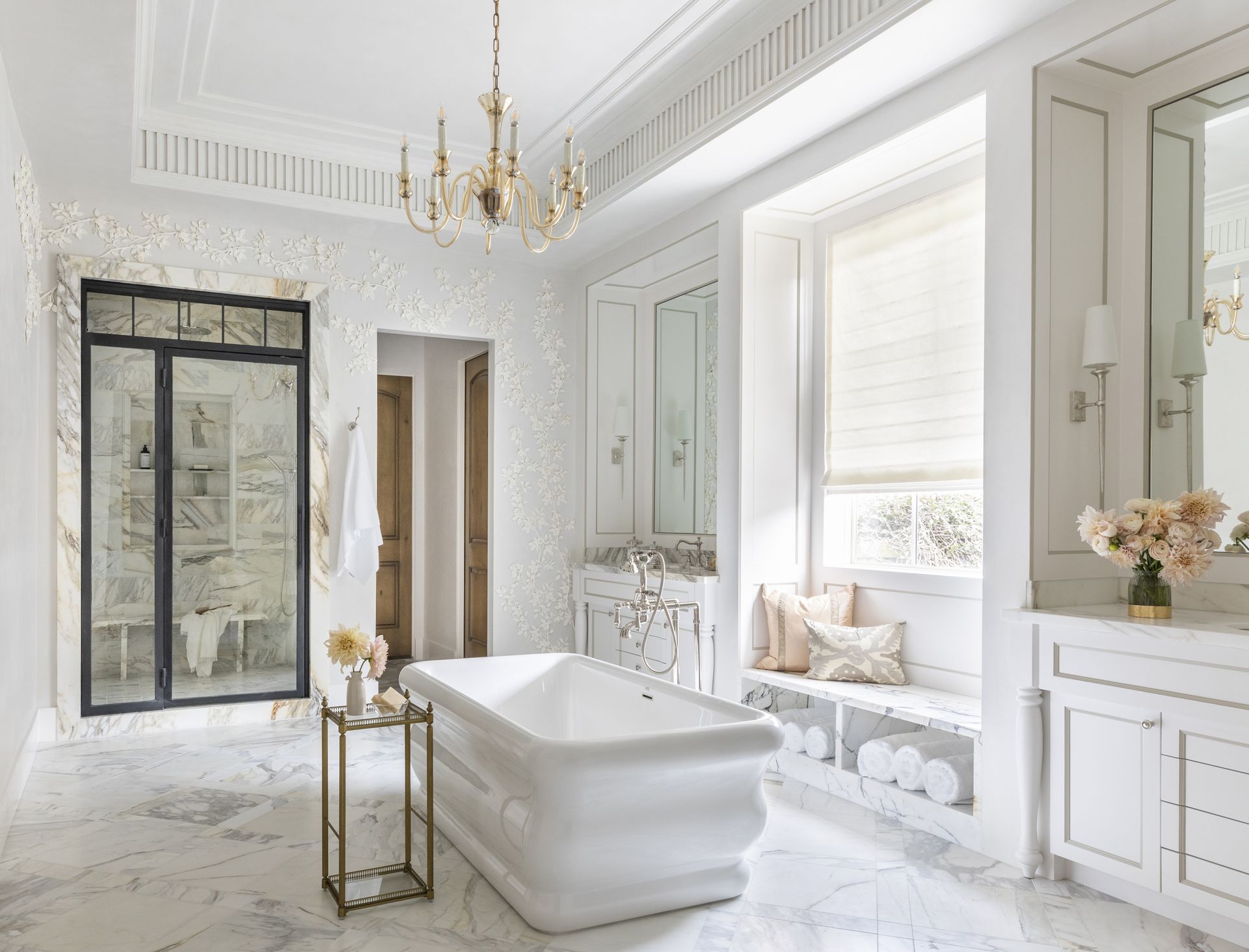 bathroom chandelier ideas traditional brass by Marie Flanigan Interiors