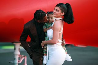 Travis Scott, Stormi Webster, and Kylie Jenner attend the premiere of Netflix's "Travis Scott: Look Mom I Can Fly"