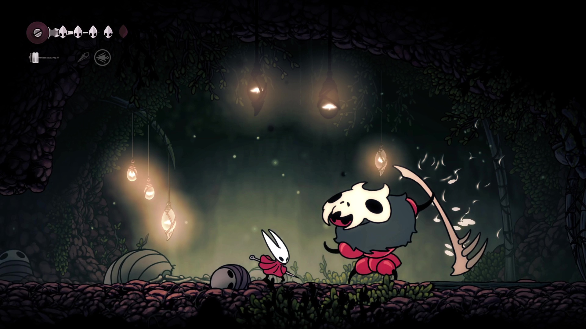 The player tries to get past the boss at the entrance to Hunter&#039;s March in Silksong