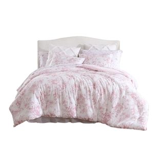 Pink and white floral comforter set